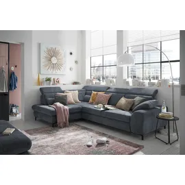 Set One by Musterring Ecksofa "SO 3400 Sitzhöhe 47cm oder 49cm, Sitztiefe verstellbar, B/T 317/220 cm", blau (famosa navy), B:317cm H:84cm T:220cm, 100% Polyester, SET ONE BY MUSTERRING, Sofas, Ecksofa, Kaltschaumpolsterung, Flachgewebe, whlw. mit Funktionen, Sitzhöhe 47