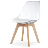 Home Collective Esszimmerstuhl Stuhl Wohnzimmerstuhl durchsichtig mit Vollholzbeinen in Natur, bequemer & Stabiler Schalenstuhl