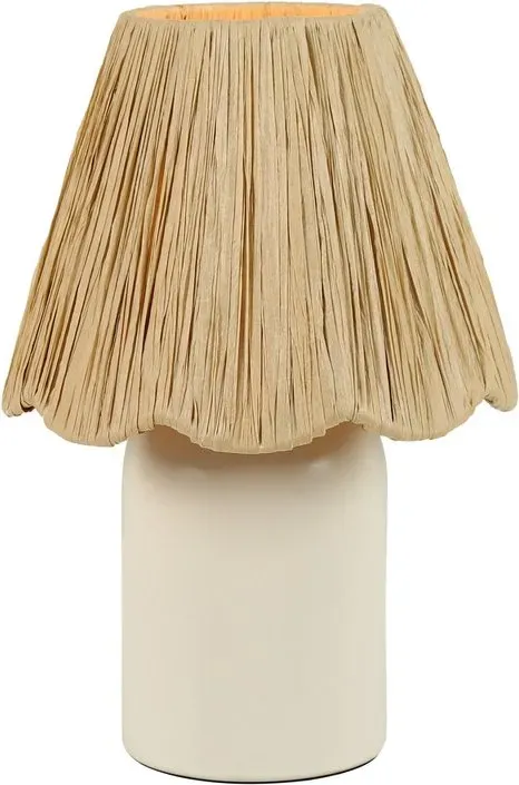Lameke Keramik-Tischlampe mit geknittertem Lampenschirm