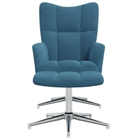 vidaXL Relaxsessel mit Hocker Blau Samt