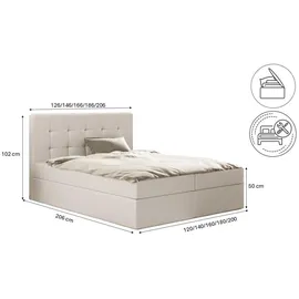 kaiser möbel Ludano 180 x 200 cm H2 Beige