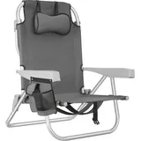 Tectake Aluminium Strandstuhl Grau