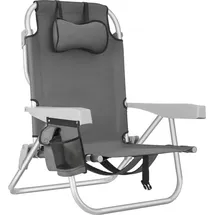 Tectake Aluminium Strandstuhl Grau