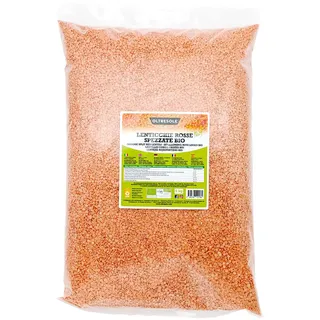 Oltresole, Bio-rote Linsen, gebrochen, 5 kg, geschälte und gebrochene Bio-Hülsenfrüchte, kein Einweichen erforderlich, Quelle für Proteine und Ballaststoffe, Sparpackung