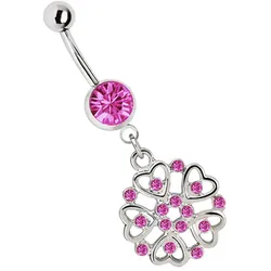 Bauchnabelpiercing ADELIA ́S "Piercing  Piercing Bauchnabelpiercing", Damen, pink, Chirurgiestahl, modisch, Piercings, 316l Stahl Banane - Steinkugel und Herz Blume pink