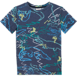 s.Oliver - T-Shirt mit Alloverprint, Kinder, blau, 104/110