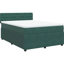 vidaXL Boxspringbett 140 x 200 cm Dunkelgrün