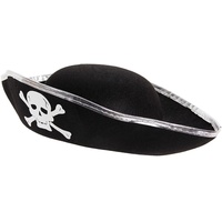 Alsino Totenkopf Piratenhut für Erwachsene Seeräuber Pirat Hut Piratenparty Piratenkostüm ph-01 Farbe: schwarz Silber