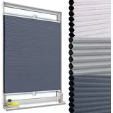 Woltu Doppelplissee Wabenplissees ohne Bohren mit Klemmträger blau-weiß 60 x 130 cm - Woltu