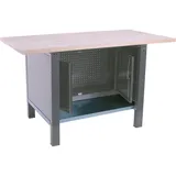 Proregal Werkbank Holz/Metall 150x86,5x75 cm Grau