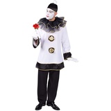 M218269-XL weiß-schwarz Herren Pierrot Clown Kasper Kostüm Gr.XL