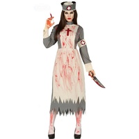 CHAKS Hexen-Kostüm Zombie Krankenschwester Kostüm 'Bloody Nurse' für grau M