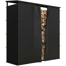 Outsunny Kaminholzregal 185 x 62 x 184 cm Brennholzregal mit wasserdichter Abdeckung, Feuerholzregal für Outdoor, Indoor, bis 2000 kg, Metall, Schwarz