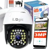 iLogic Überwachungskamera wasserdichte PTZ- Kamera für den Außenbereich kompatibel mit TUYA und Smart Life Full HD Außenkamera 4X Zoom Nachtkamera - Schwarz