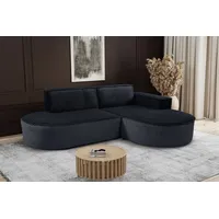 Kaiser möbel Modernes L-förmiges Designer-Ecksofa Modena Soft Schwarz Rechts