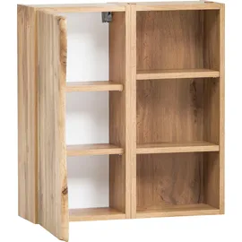 WELLTIME Hängeschrank "Stubach", braun (wotaneiche), B:60cm H:64cm T:20cm, MDF, Schränke, Bad-Hängeschrank, Tür mit Baumkante