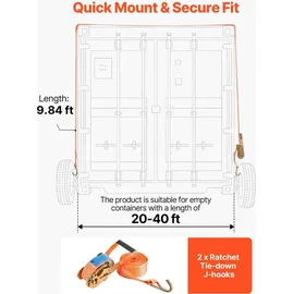 Vevor Versandcontainer-Räder, 8-Loch-Rad-Set, robuste Versandcontainer-Achse mit Ratschen-Zurrgurt, bewegt sich 6 m bis 12 m, sicherer Transport f...