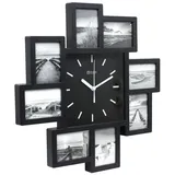 Miraval Design Bilderrahmenuhr Wanduhr mit 8 Bilderrahmen zum Individualisieren 350 mm lautlos kein Ticken Japanisches Quarzuhrwerk