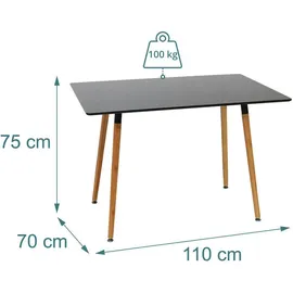 Relaxdays Esstisch 110 x 75 x 110 cm schwarz/bronze