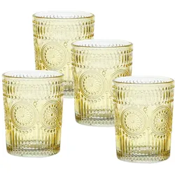 MARELIDA Trinkgläser gelb 280ml Wasergläser Saftgläser Vintage Retro Boho 4 Stück