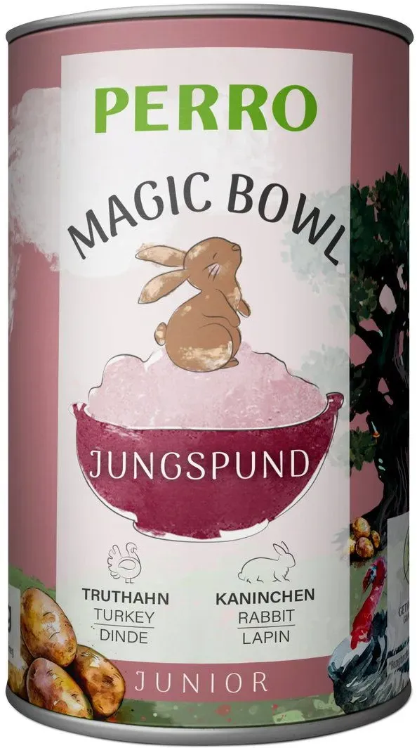 Perro Magic Bowl Jungspund Truthahn & Kaninchen Junior - Nassfutter für Jung-Hunde Futter 400 g