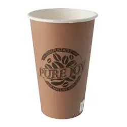 Papstar Pure Joy Trinkbecher, Pappe, Biologisch abbaubare Trinkbecher, 1 Packung = 50 Stück, 400 ml
