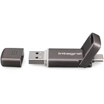 Integral USSD 512 GB SlimXpress Dual USB 3.2 Gen 2×1 Flash Drive, Dual-Type-C- und Type-A-Anschlüsse, tragbare SSD, Lesen bis 550 MB/s, Schreiben bis 500 MB/s.