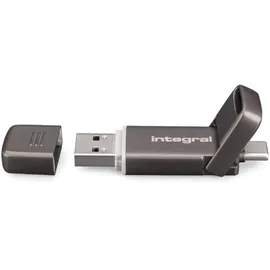 Integral USSD 512 GB SlimXpress Dual USB 3.2 Gen 2×1 Flash Drive, Dual-Type-C- und Type-A-Anschlüsse, tragbare SSD, Lesen bis 550 MB/s, Schreiben bis 500 MB/s.