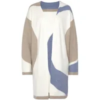 LASCANA Longstrickjacke Damen creme-beige-blau Gr.36/38
