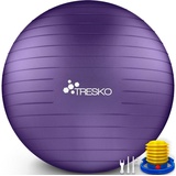 TRESKO Gymnastikball Anti-Burst groß, Ø 75cm, mit Pumpe, lila