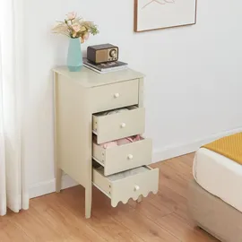 [en.casa] Kommode Luspoo mit 4 Schubladen 82 x 40 x 40 cm Cremeweiß