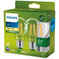 Philips LEDclassic Ultra Efficient, 2er Set E27, 2700 K,