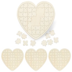 relaxdays Puzzle 4 x Herzpuzzle Hochzeit aus Holz, Puzzleteile