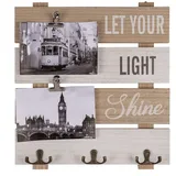 OOTB Wandhaken Wanddekoration ca.30x33cm Holz-Bilderrahmen mit Haken und Magnetclips braun