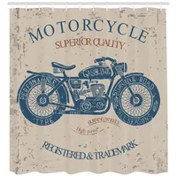 ABAKUHAUS Duschvorhang Retro Chopper Reiter 175 x 180 cm