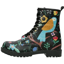 Schnürboots DOGO "Boots Damen Boots Damen Boots / Female", Damen, Gr. 40, Normalschaft, schwarz (schwarz, blau), Lederimitat, Schuhe, Vegan
