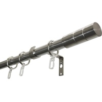 Gardinenstangen-Set 1-Lauf Zylinder, Komplettstilgarnitur inkl. Befestigungsmaterial, Länge: 160 cm, Ø 19 mm, Metall, Edelstahl-Optik, 32782