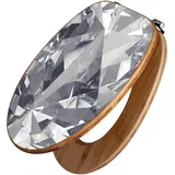 Banjado Design WC Sitz Bambus Toilettendeckel Toilettensitz Bambus Holz Klodeckel WC-Sitz Universal Scharnieren Motiv Facetten Monochrome