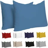 Dreamzie Kissenbezug 40x60 (Set mit 2) - 100% Jersey Baumwolle 150 g/qm Kissenbezüge -Blau - Für Kissen 40 x 60 cm - Kissenhülle - Kissenbezug - Resistent und Hypoallergen