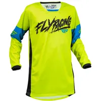 FLY RACING Kinetic Khaos Black/Hi-Vis/Cyan YS