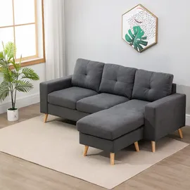 Homcom Ecksofa-193L x 136B x 85H cm-Dunkelgrau | Gr.: onesize