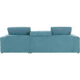 DOMO collection Ecksofa »Brandon große Ausführung B/T/H: 289/177/80 cm, auch in Leder und Cord«, mit Kopfteilverstellung, wahlweise Sitztiefenverstellung, L-Form, blau