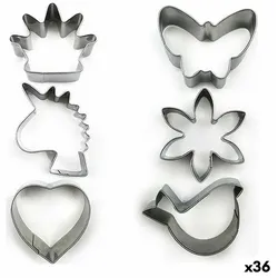 Backformen-Set Formen Edelstahl Silberfarben 3 Stücke (36 Stück) (3 pcs)