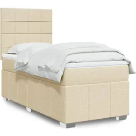 vidaXL Boxspringbett mit Matratze Creme 80x200 cm Stoff