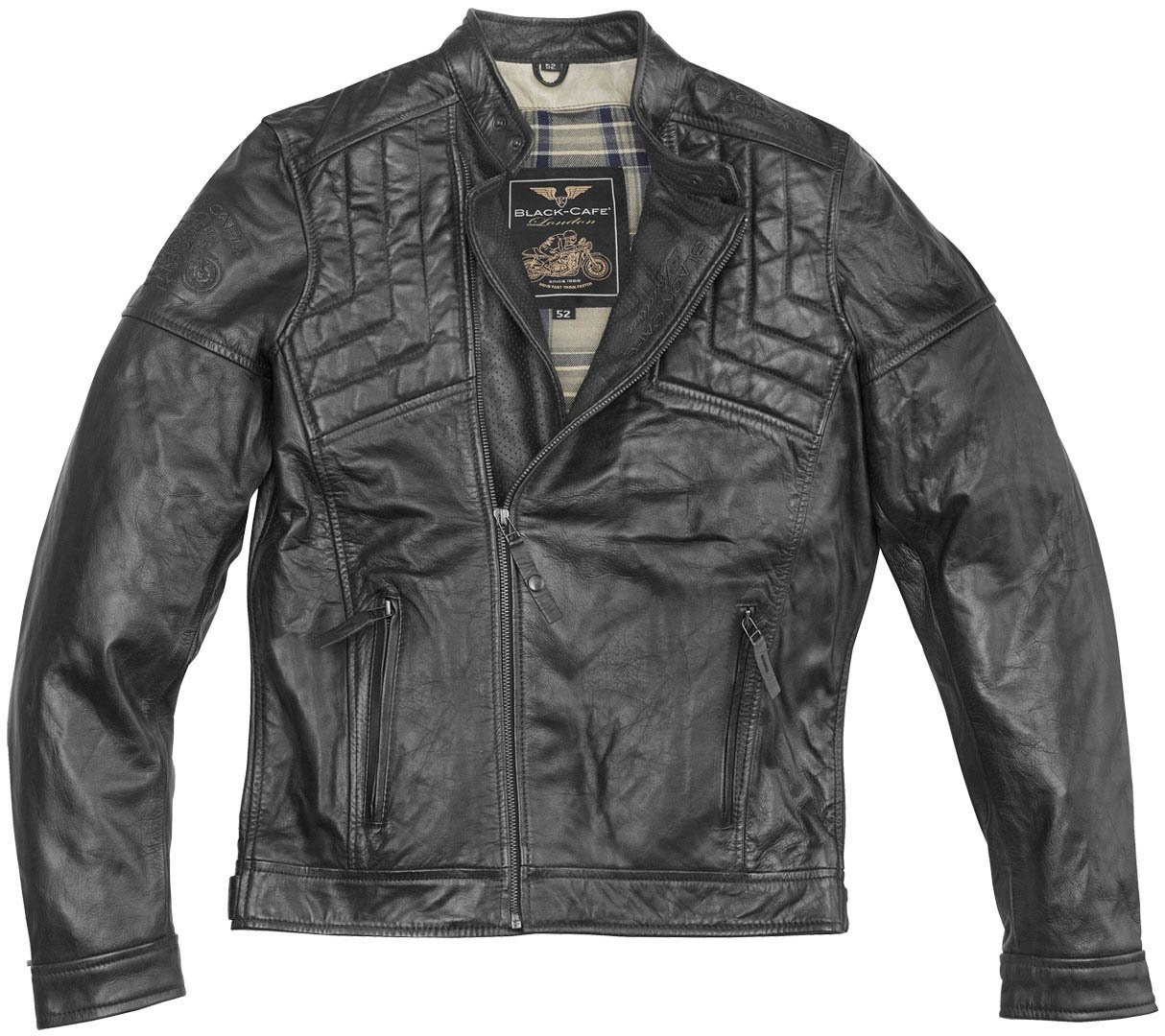 Black-Cafe London Philadelphia Motorrad Lederjacke, schwarz, Größe 50 für Männer