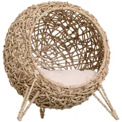 PawHut Katzenhöhle PE-Rattan, Metalldraht, PP-Baumwolle