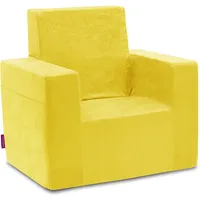 Badum - Kindersessel ab 2 Jahre - Kinder Sessel - Stabil, Bequem, aus Schaumstoff, mit Griff, Tasche - Abnehmbarer Bezug, Waschbar - Geschenk zum Geburtstag für Mädchen, Junge - Gelb