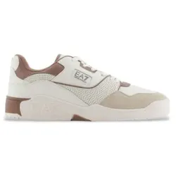 EA7 Unisex. X8X187_XK402 Basket Low beige Leder Turnschuhe (44), Wohnung, Schnürsenkel, Lässig