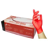 Nitras Medical NITRAS RED WAVE Nitril Einmalhandschuhe, rot, Unsteril, Rollrand, puderfrei, beidseitig tragbar, 1 Packung = 100 Stück, Größe S