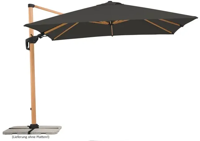 Schneider Schirme Ampelschirm Rhodos Twist Woody 300x300cm Polyester Grau Anthrazit 300 x cm